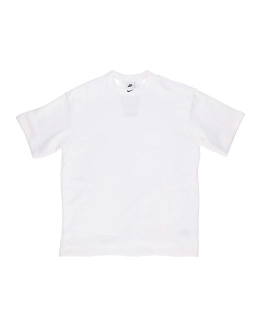 Nike Fitness ,Wit ,Katoen Lichtgewicht Fleece T-Shirt Met Ronde Hals En Korte Mouwen in het White voor heren
