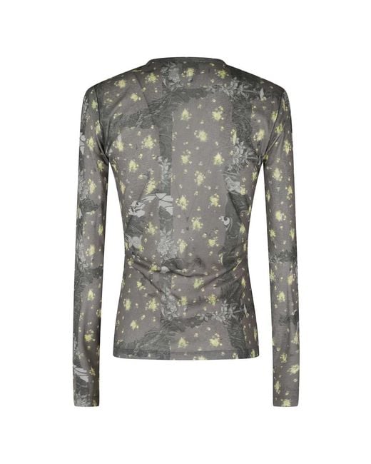 Ganni Gray Long Sleeve T-Shirts
