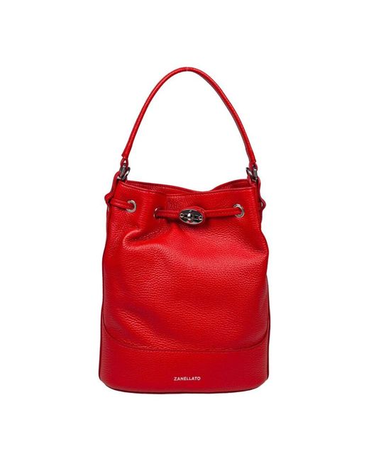 Zanellato Red Rote leder-eimer-tasche drehverschluss