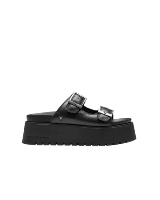 Windsor Smith Black Schwarze Flache Sandalen Twilight Stil