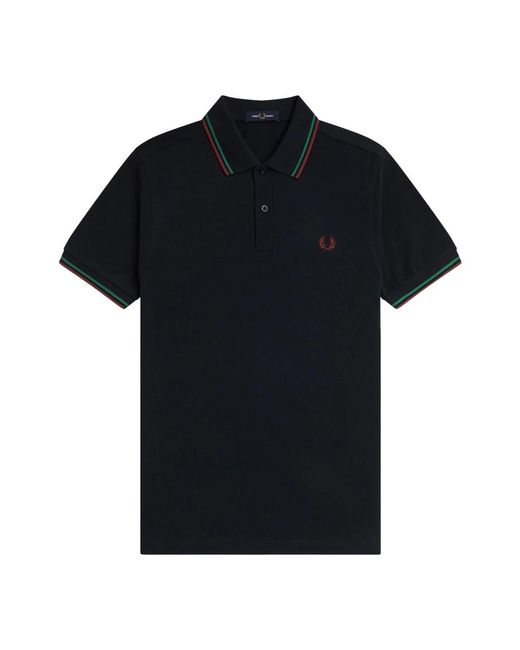 Fred Perry Tops ,Blauw ,Leer M3600 Slim Fit Twin Tipped Polo in het Black voor heren