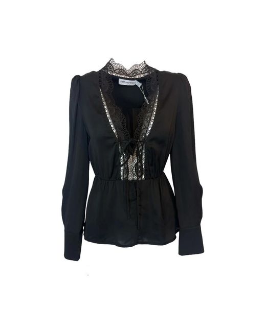 Self-Portrait Overhemden ,Zwart ,Zwarte Top Met Slaapmasker Set in het Blue