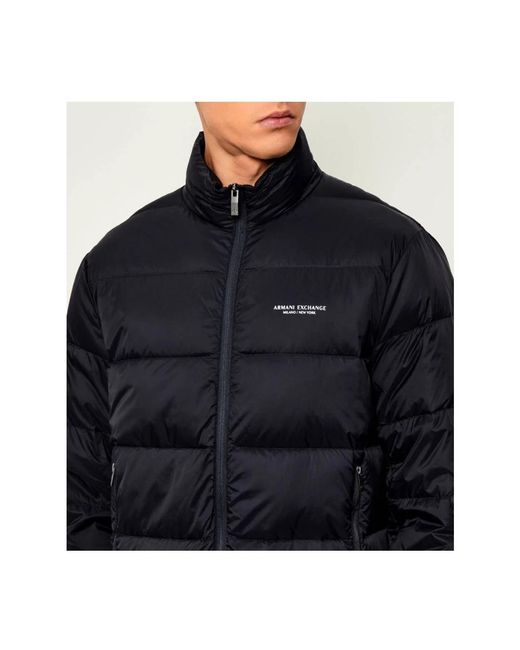 ARMANI EXCHANGE Blaue Daunenjacke Mit Bedrucktem Logo in Black für Herren