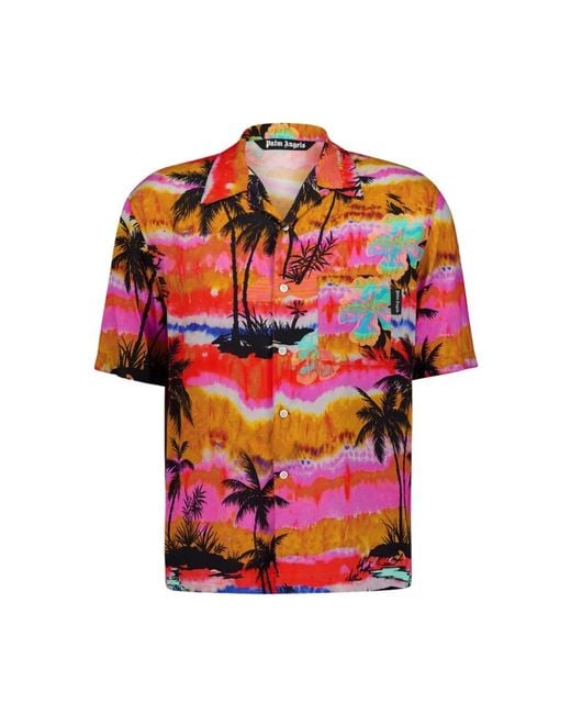 Palm Angels Red Short Sleeve Shirts for men