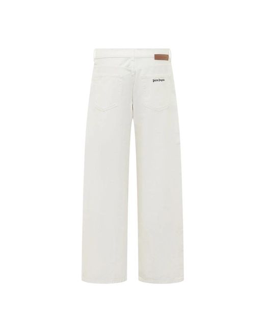 Palm Angels White Wide Jeans for men