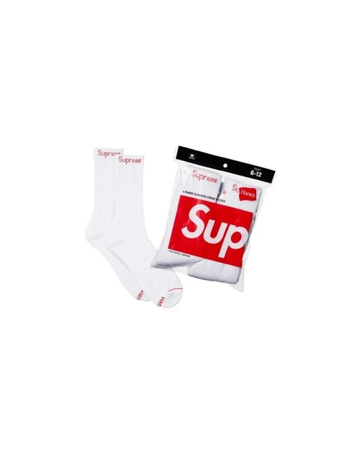 Supreme Crew Socks in het White