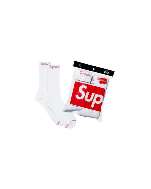 Supreme Crew Socks in het White