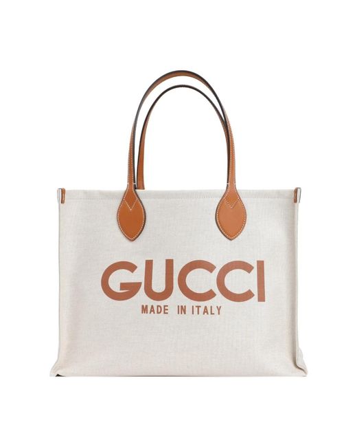 Gucci White Logo canvas tote bag
