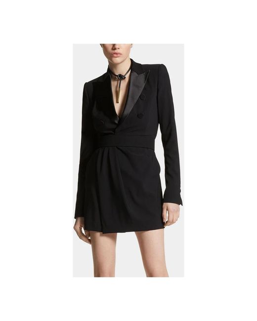 DSquared² Black Schwarzes Doppelreihiges Kleid Mit Langen Ärmeln