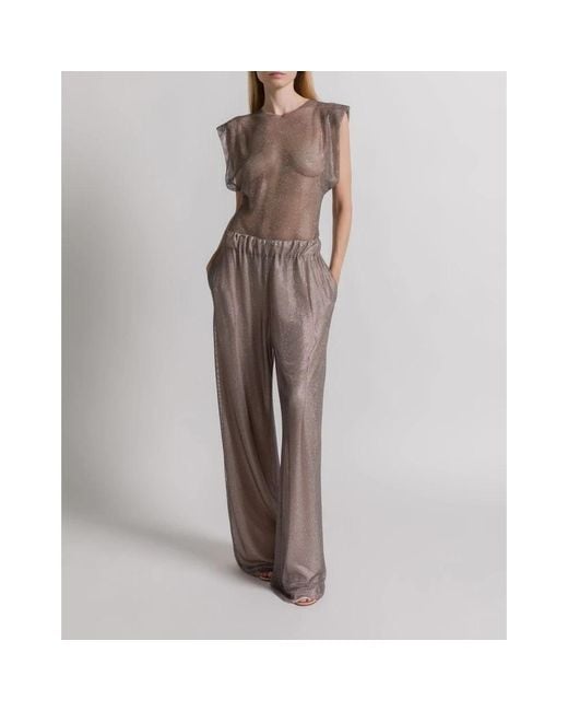 Alberta Ferretti Brown Wide Trousers