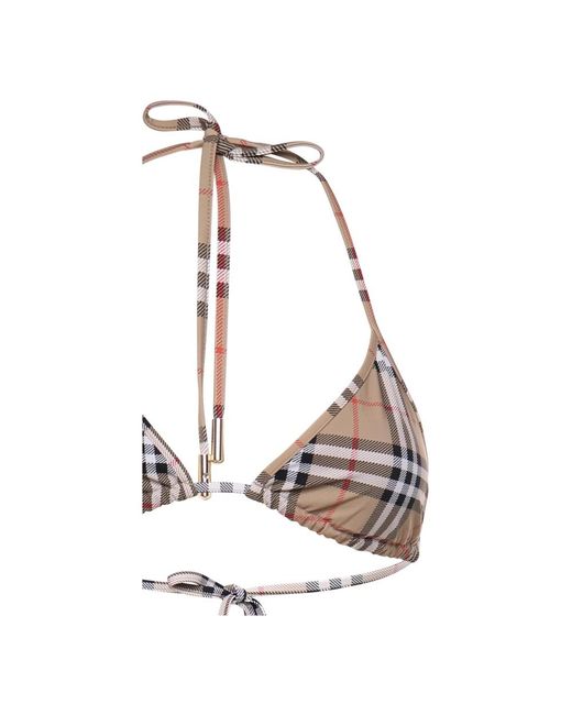 Burberry Check Triangle Bikini in het White