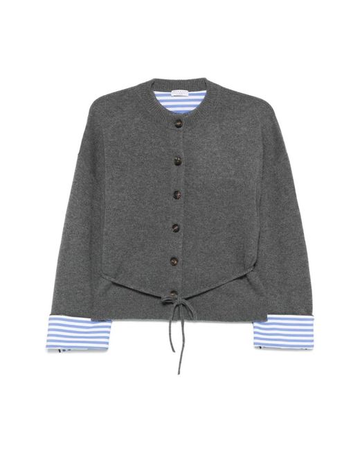 Brunello Cucinelli Grijze Vest Met Gestreepte Manchetdetail in het Gray