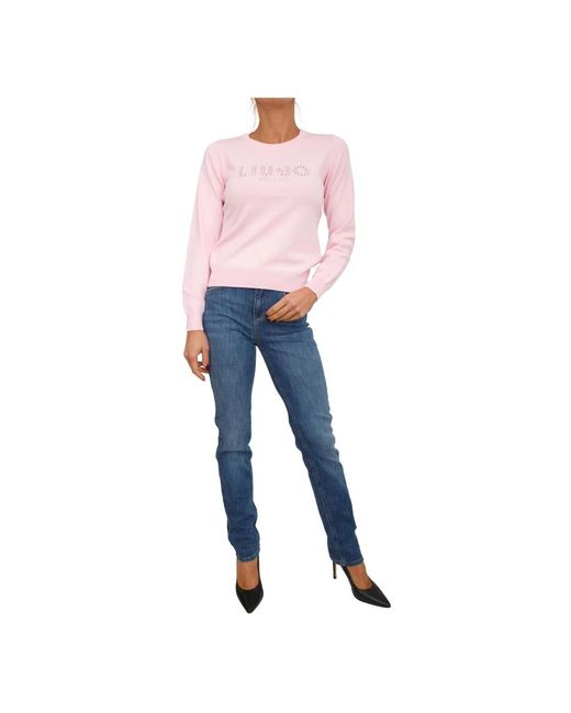 Liu Jo Better Jumper Met Logo in het Pink