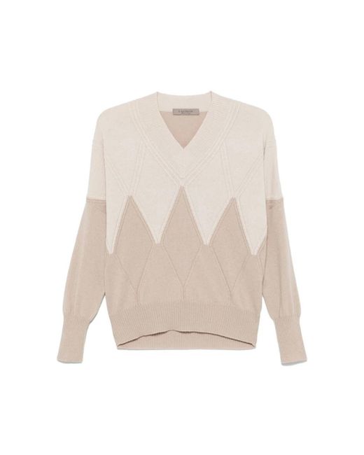 D.exterior White V-Neck Knitwear