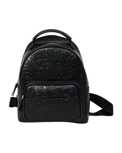 Armani Exchange Black Stilvoller schwarzer logo-druck rucksack