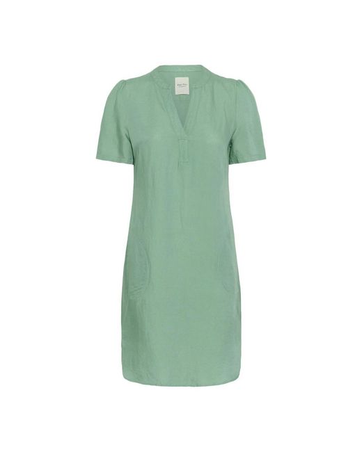 Part Two Kleedjes ,Groen ,Linnen Simple V-Neck Jurk in het Green