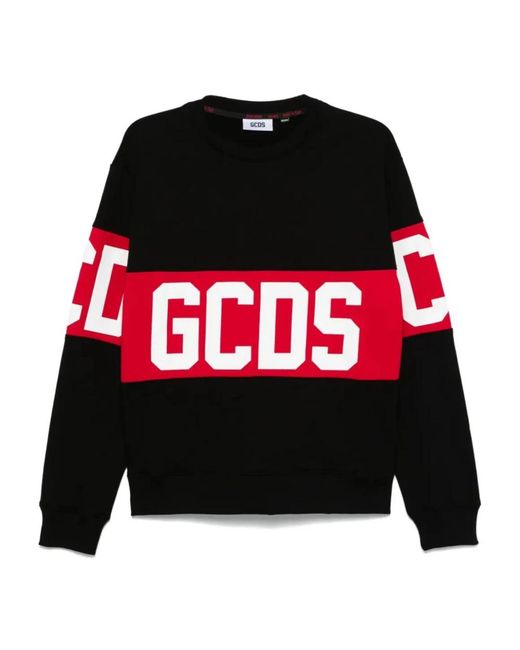 Gcds Hoodies & Sweatvesten ,Zwart ,Katoen Band Logo Crewneck in het Black voor heren