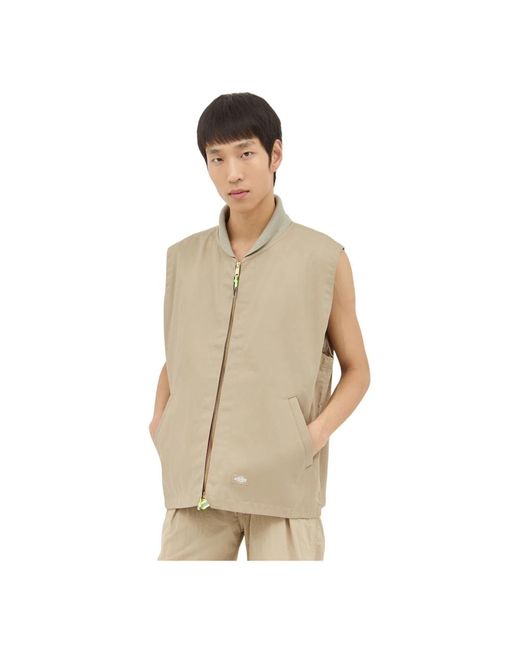 Dickies Jassen ,Katoen Twill Crewneck Vest Met Zakken in het Natural voor heren
