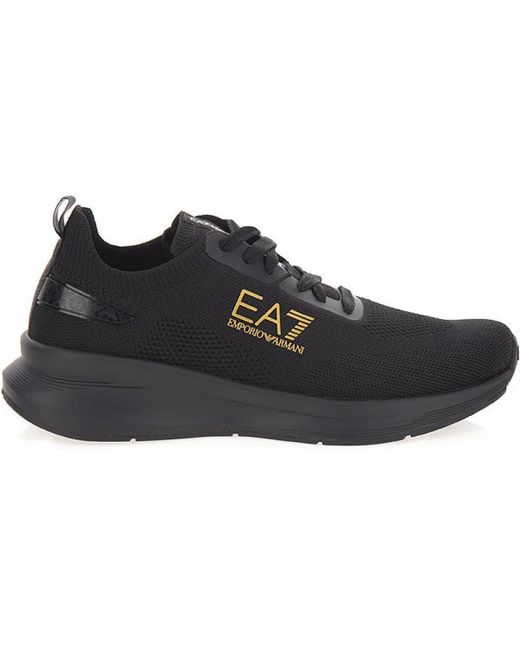 EA7 Schwarze sneakers runde spitze schnürung in Black für Herren