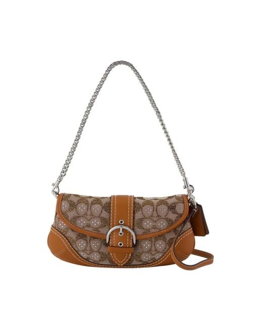 COACH Brown Braune Leder-Schultertasche Mit Klappe