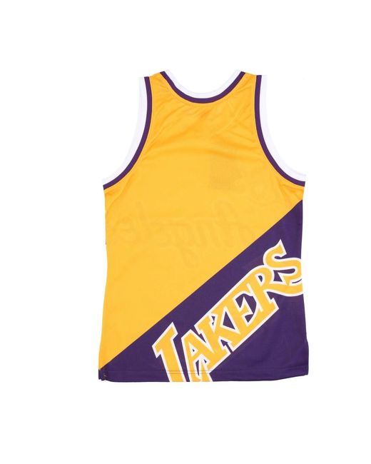 Mitchell & Ness Fitness ,Geel ,Polyester Nba Big Face Tank Top Geel in het Yellow voor heren