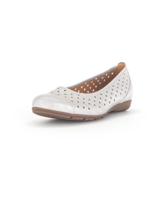 Gabor White Ballerinas