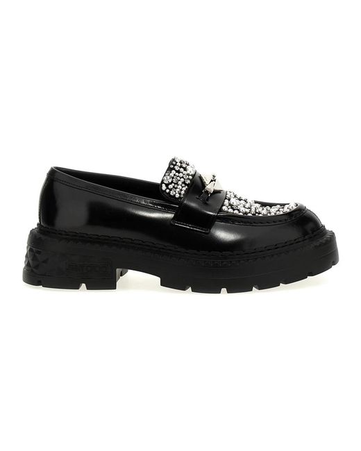 Jimmy Choo Marlow Diamond Leren Loafers in het Black