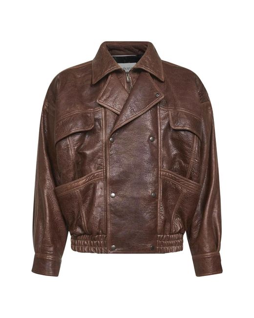 Saint Laurent Brown Leather Jackets for men