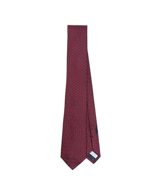 Cravatta di seta con motivo geometrico gancini di Ferragamo in Purple da Uomo