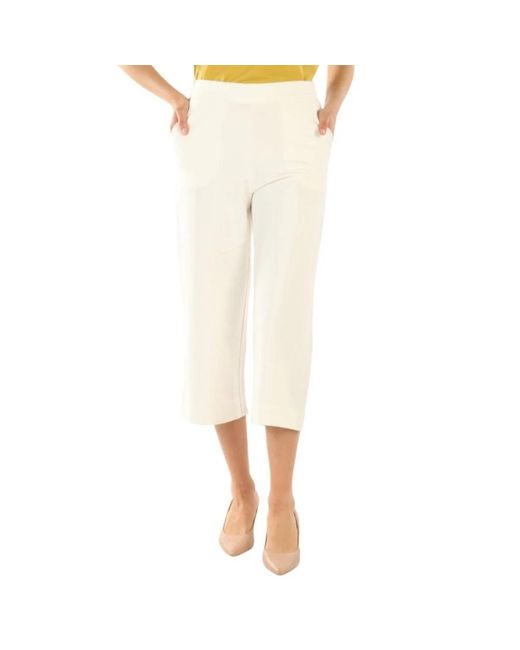 Alpha Studio White Cropped Trousers