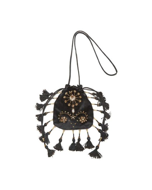 Maliparmi Black Samt Und Elemente Tasche