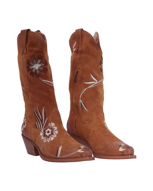 P.A.R.O.S.H. Brown Cowboy & Biker Boots