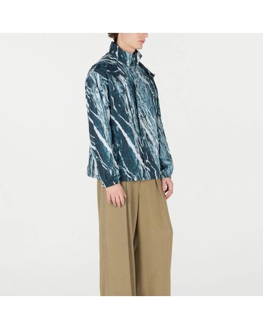 Roberto Cavalli Jassen ,Blauw ,Marmerprint Bomberjack Met Capuchon Stijlvol in het Blue voor heren
