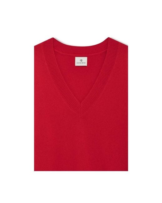 Anine Bing Red V-Neck Knitwear
