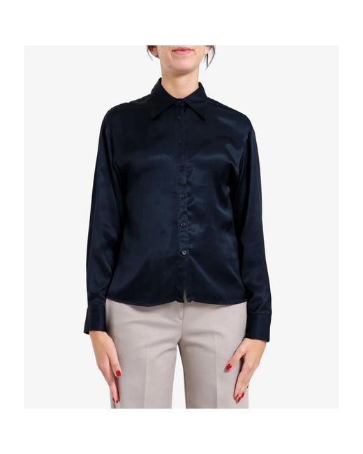 Kaos Overhemden ,Blauw ,Satijn Blauwe Satijnen Overhemd Klassieke Stijl in het Blue