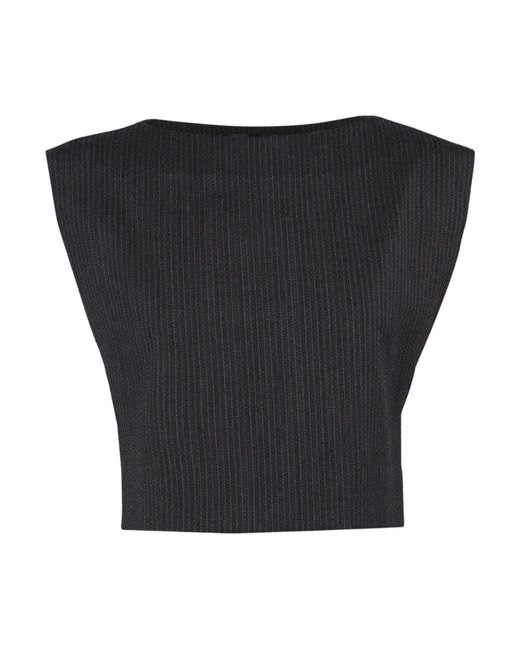 Cortana Black Sleeveless Tops