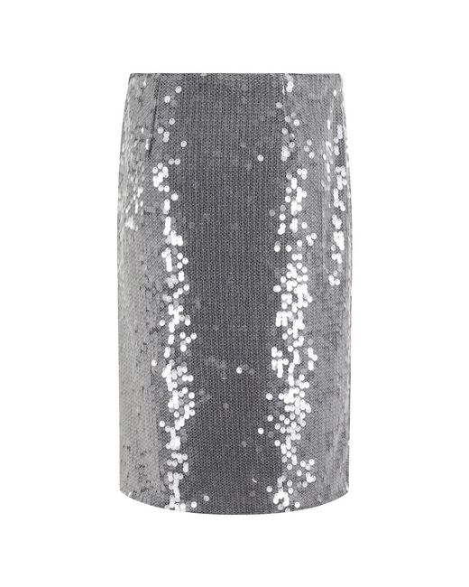 ROTATE BIRGER CHRISTENSEN Gray Pailletten Midi Rock Dunkelgrau