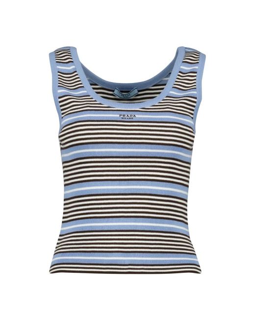 Prada Blue Sleeveless Tops