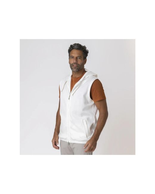Eleventy Jassen ,Wit ,Katoen Mouwloze Hoodie in het White voor heren