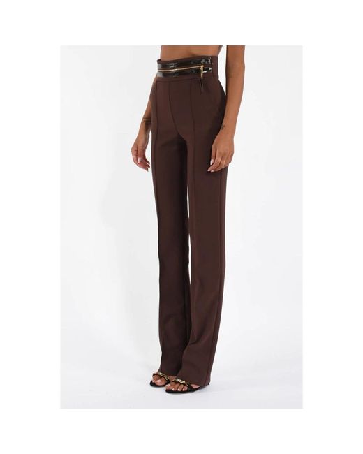 Elisabetta Franchi Brown Straight Trousers