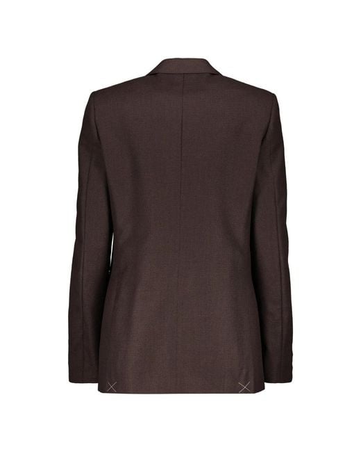 Burberry Jassen ,Bruin ,Wol Gestructureerde Blazer Met Contrasterende Details in het Black