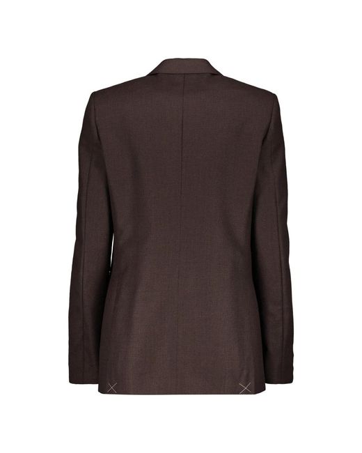 Burberry Jassen ,Bruin ,Wol Gestructureerde Blazer Met Contrasterende Details in het Black