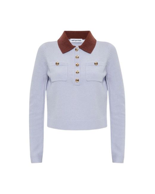 Self-Portrait Blue Round-Neck Knitwear