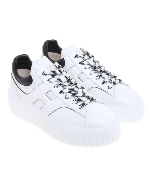 Hogan White H-Stripes Allacciato H Lissata Sneakers