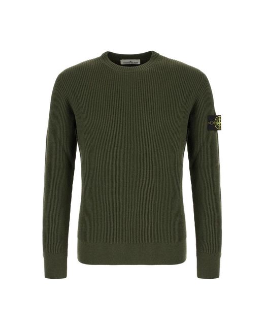 Stone Island Green Round-Neck Knitwear for men