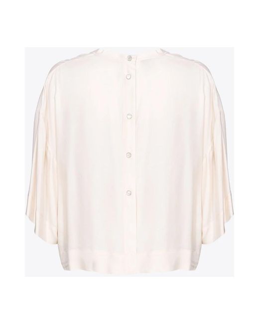 Pinko White Rosa creme bluse,drapiertes twill viskose cape shirt