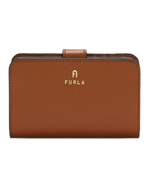 Furla Accessoires ,Bruin ,Leer Camelia M Compact Portemonnee in het Brown