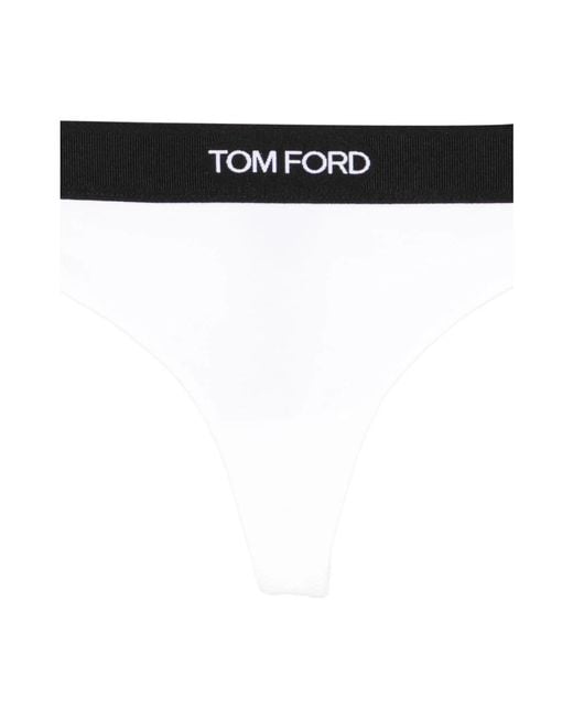Tom Ford Ondergoed ,Wit ,Modal Signature String in het Black