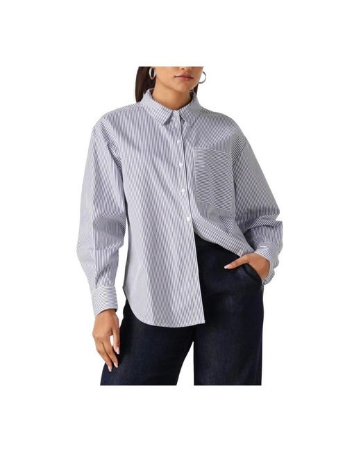 Another Label Overhemden ,Blauw ,Katoen Stella Shirt L/S in het Gray