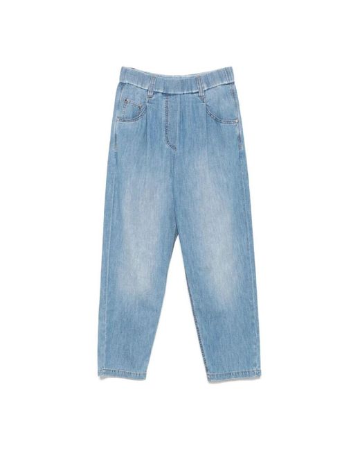 Brunello Cucinelli Blue Denim Hose Für Frauen Casual Stil